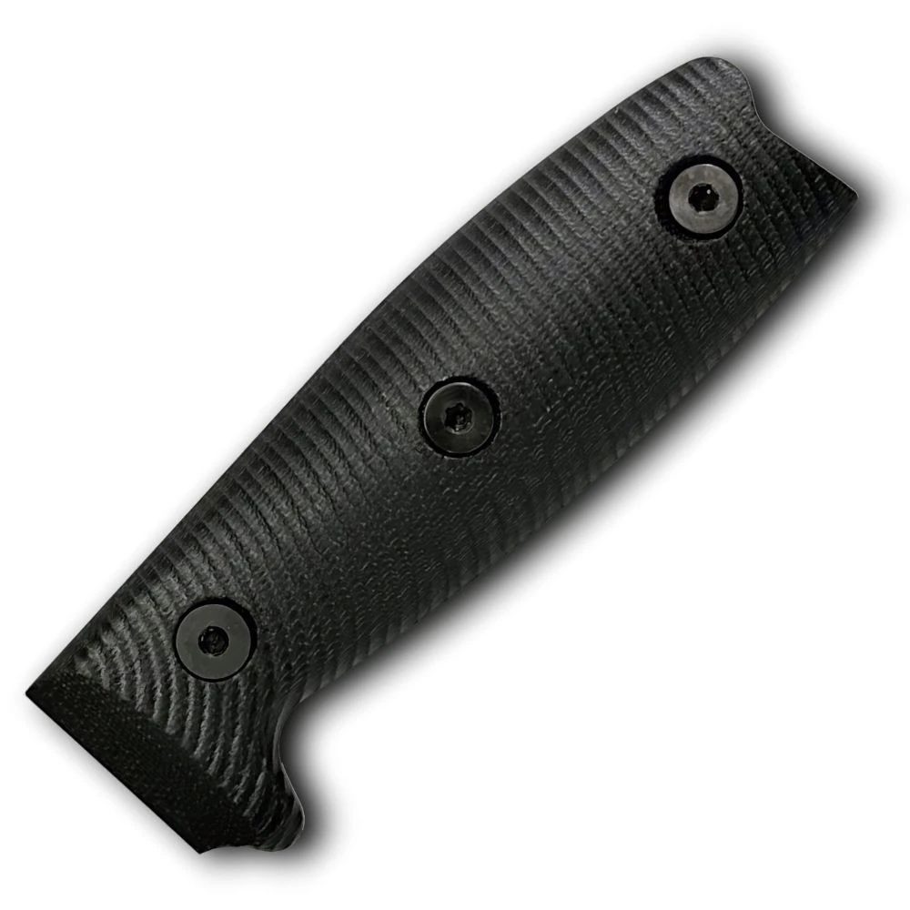 The ESEE 4 Replacement Handle (ESEE4-3D-001) shown with its 3D-contoured black G-10 scales, designed as a precision-fit upgrade or replacement for the ESEE-4 platform.