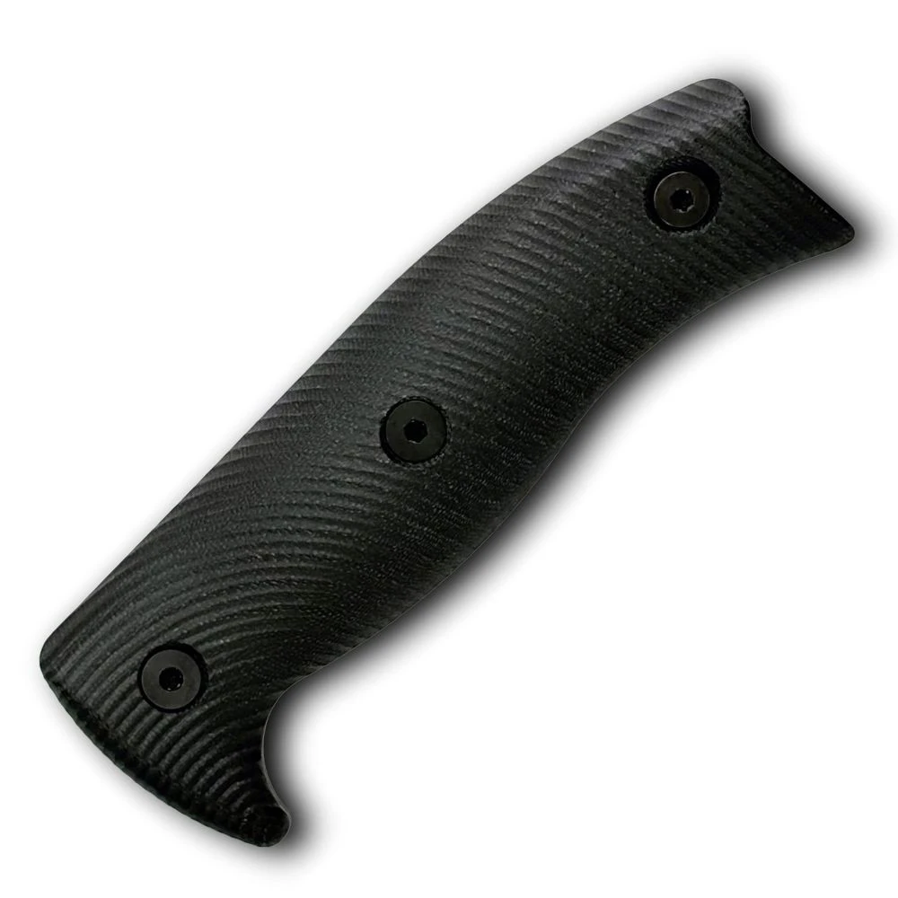 The ESEE 6 Replacement Handle (ESEE6-3D-001) shown with its 3D-contoured black G-10 scales, designed as a precision-fit upgrade or replacement for the ESEE-6 platform.