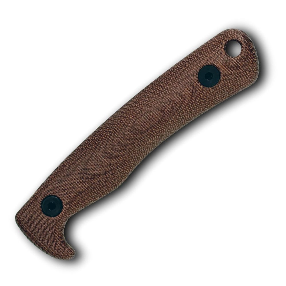 The ESEE AGK Replacement Handle (AGK-3D-018) shown with its 3D-contoured brown Micarta scales, designed as a precision-fit upgrade or replacement for the ESEE AGK platform.