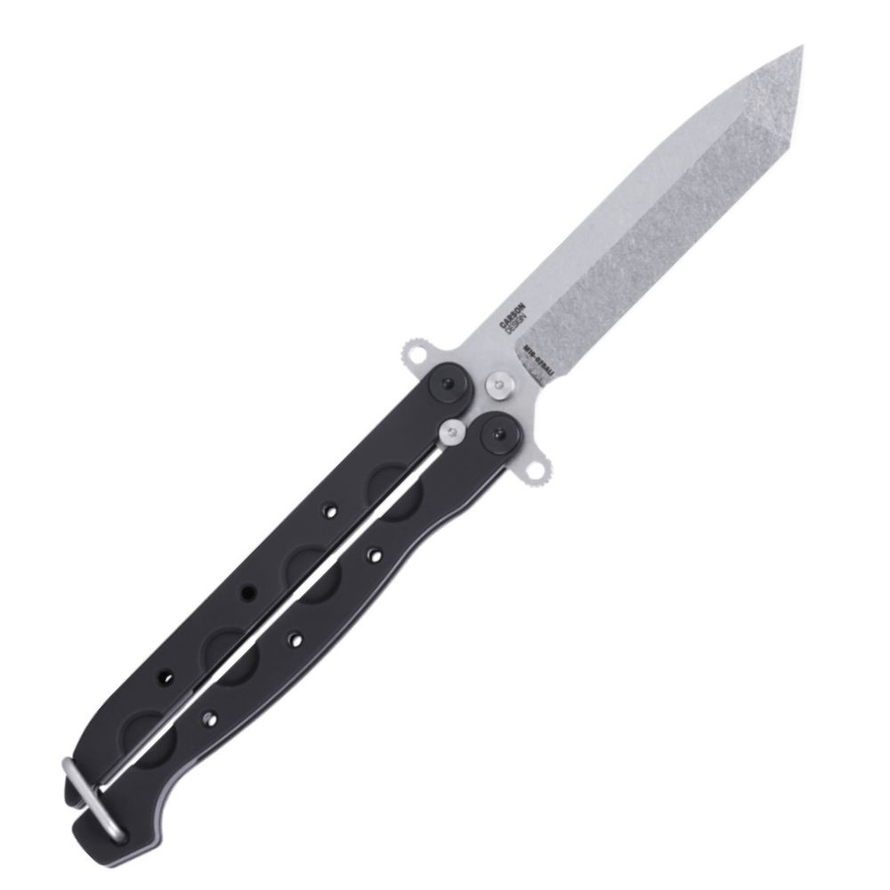 CRKT M16-02BALI balisong with 3.35" MagnaCut blade and black aluminum handle. USA made. Available at Knifeworks.