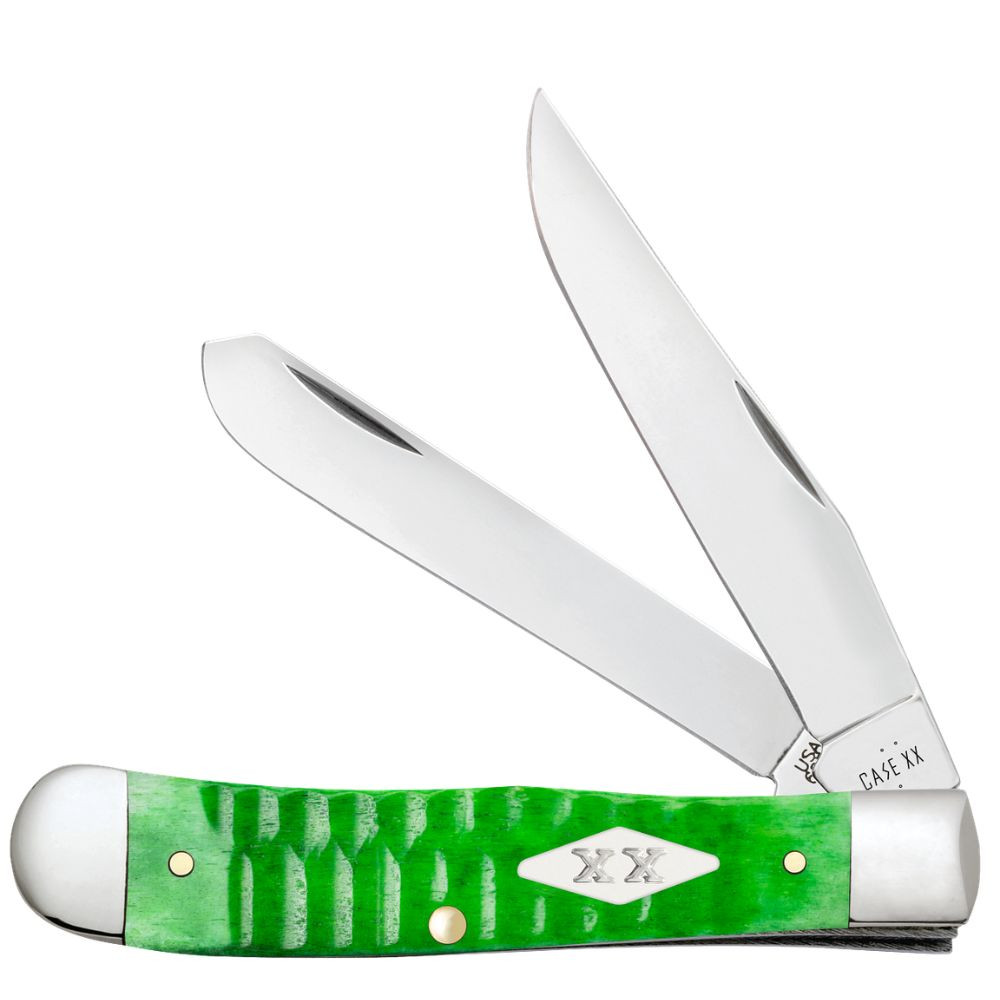 Case Trapper Bright Green Bone | 11440 | Knifeworks