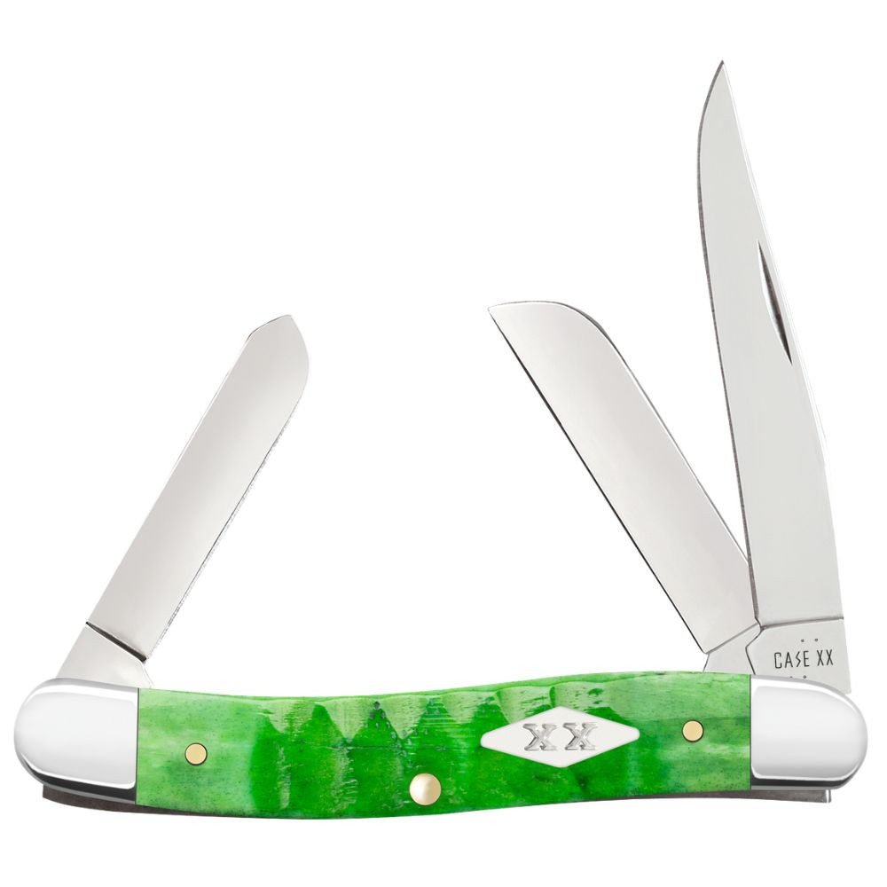 Case Medium Stockman Bright Green Bone | 11442| Knifeworks