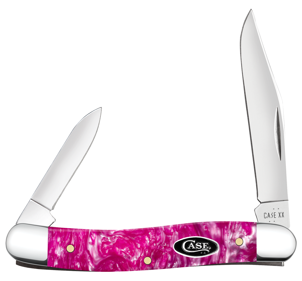 Front view of Case Medium Pen knife with Pink Crackle Kirinite handle