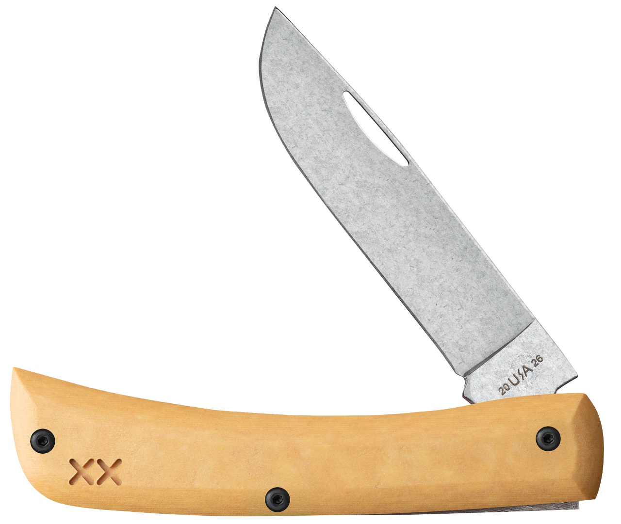 Front view of Case Sod Buster Jr knife with Richlite handle and stonewash blade