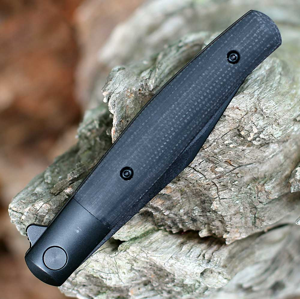 Boker Plus Modern Stockman 01BP0034 black Micarta handle — contoured scales, black bolsters, lanyard hole, traditional Stockman profile