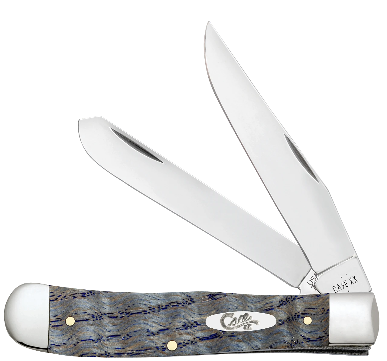 Front View: Case Trapper knife open clip and spey blades Tru-Sharp stainless