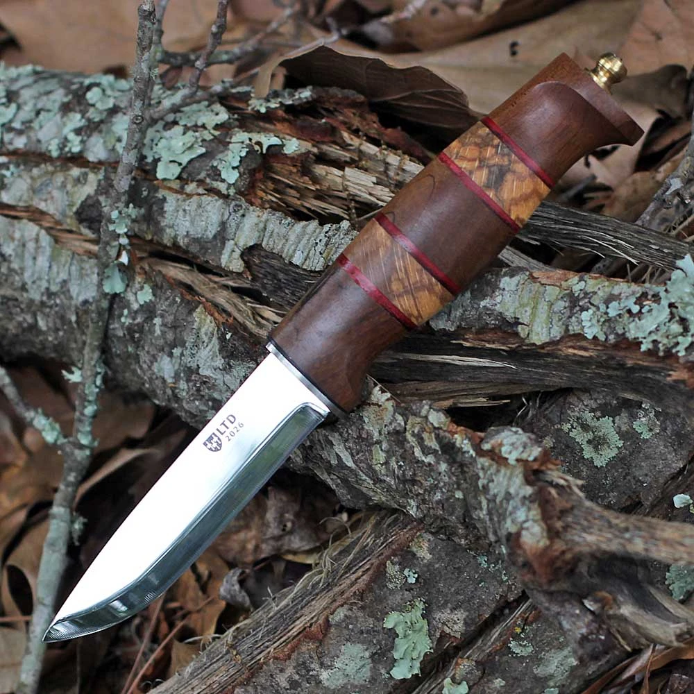 Helle Harding Rubin 2026 Limited Edition Knife, Spalted Beech & Red Leather Handle, H3LS Triple-Laminated Blade, 1,000 Pieces