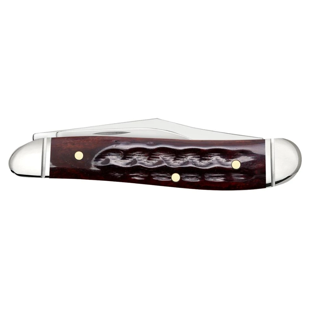 Closed View: Case 55234 Pocket Worn Mahogany Bone handle pocket knife closed