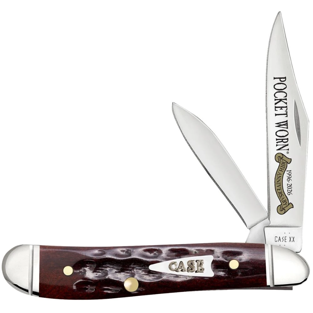Front View: Case Peanut knife open clip and pen blades Tru-Sharp stainless