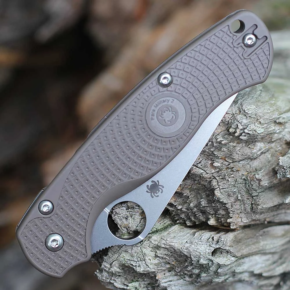 Spyderco Para Military 2 Lightweight Brown FRN Compression Lock Ambidextrous Wire Clip C81PBN15V2