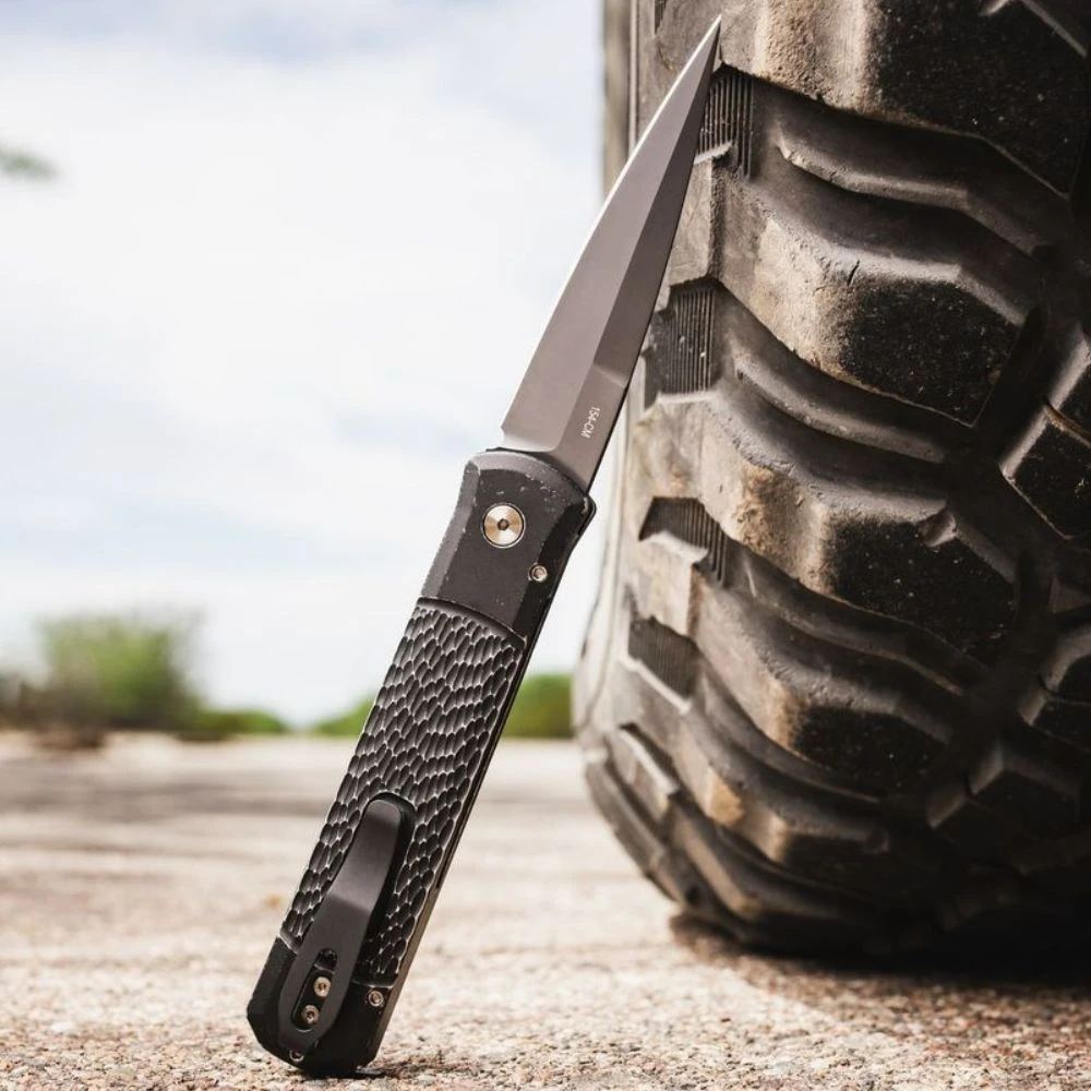 Pro-Tech Godfather left-handed wide deep-carry pocket clip, tip-up left-hand carry, made in USA
