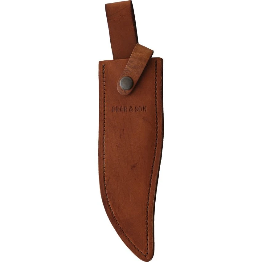 Bear and Son Gold Rush Bowie brown leather belt sheath, full length coverage, belt loop carry