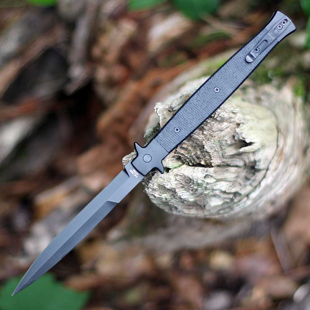 Boker Plus Stiletto 5.0 All Black 06EX753 black oxide 5.12 inch dagger false edge