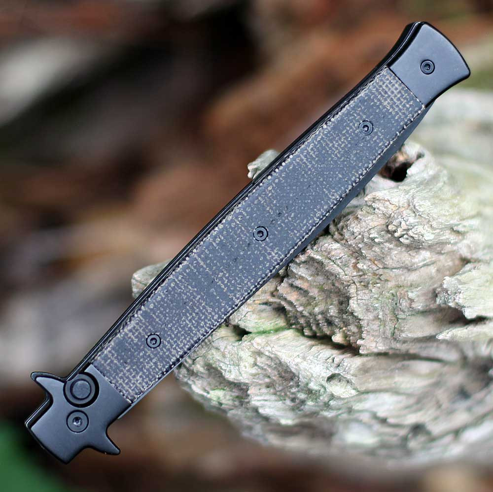 Boker Plus Stiletto 5.0 All Black 06EX753 black micarta handle stainless bolsters