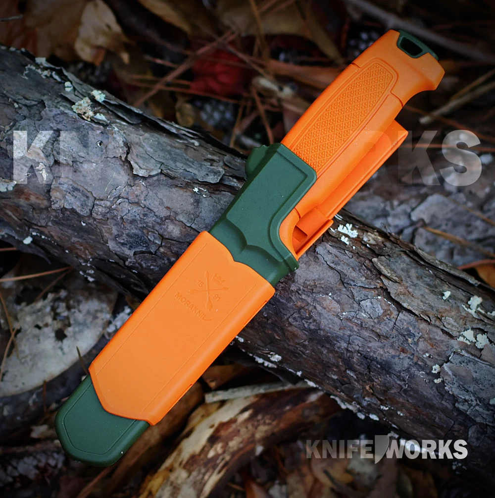 Morakniv Amberg Full Flat Hunting (S) 14700, stainless 14C28N full flat blade, with burnt orange Click-On sheath