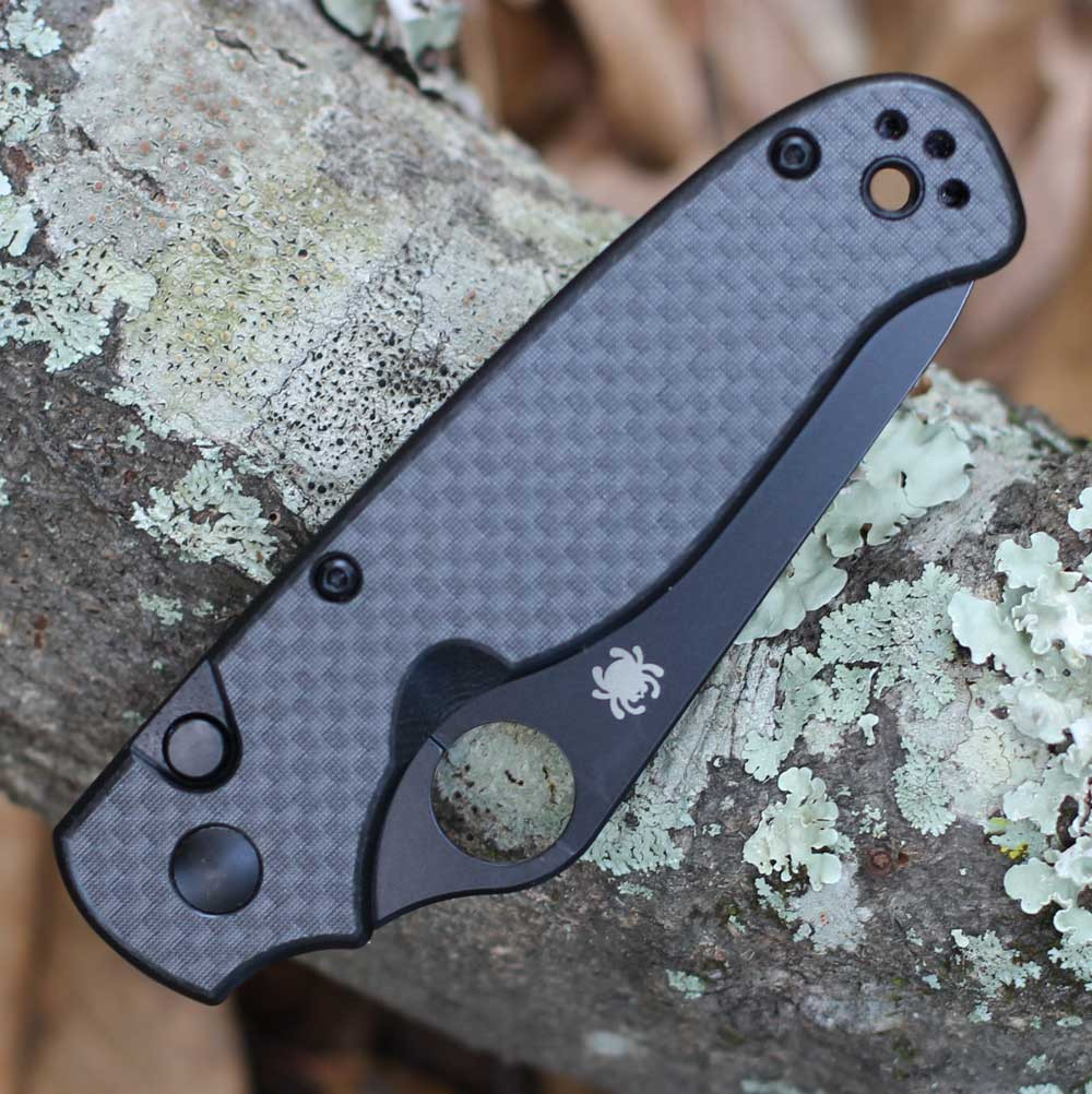 Spyderco ButtonUp C275CFPBK carbon fiber G-10 laminate open back microliners