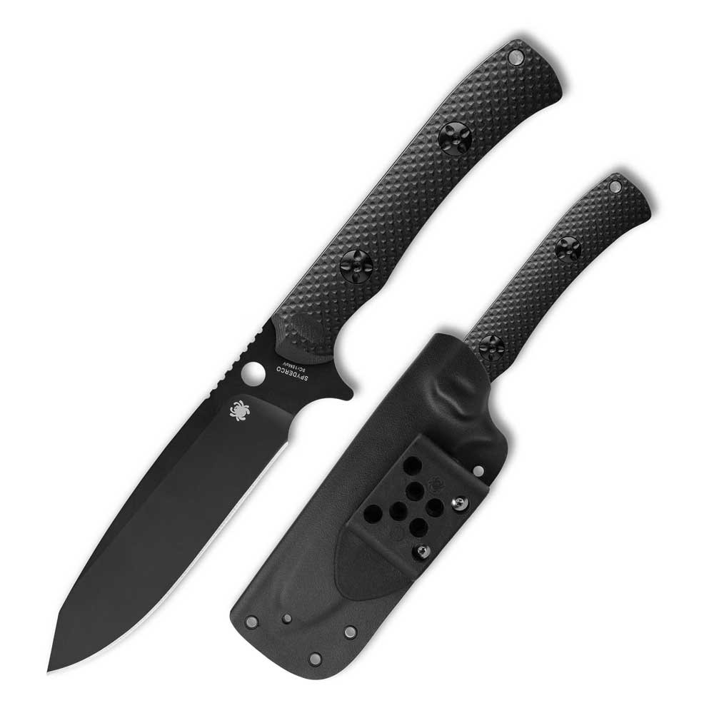 Spyderco Skoli Fixed Blade - 4.68" 9Cr18MoV Black Oxide Modified Sheepfoot Plain Edge Blade, Black G-10 Handle - FB53GPBK