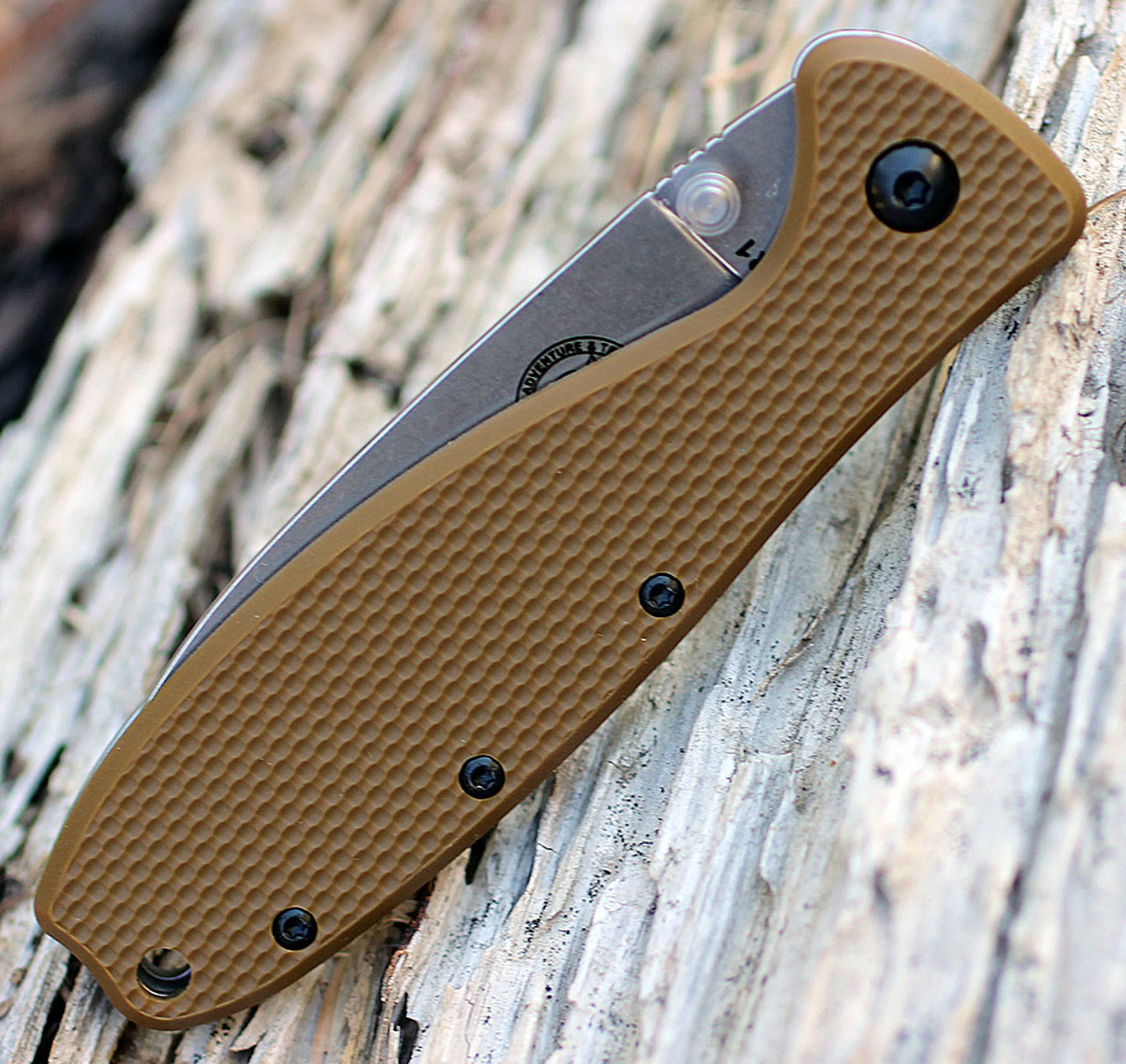 ESEE Zancudo Folding Knife (BRKR2CB)- 2.94" Stonewashed D2 Drop Point Blade, Coyote Brown Polymer Handle