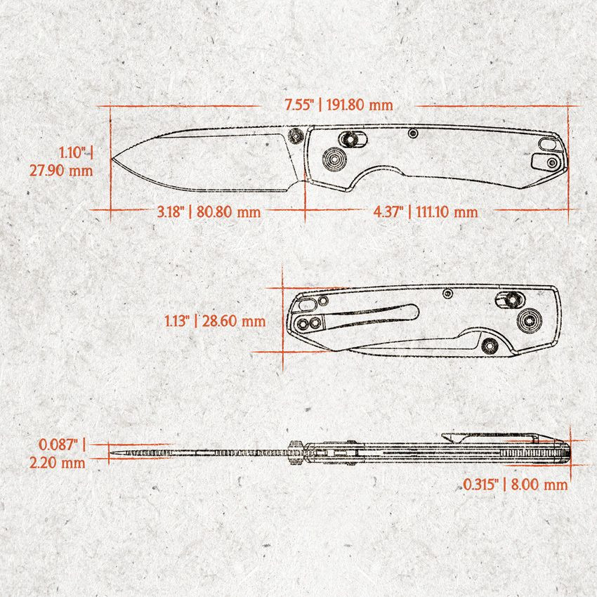 Vosteed Raccoon TiSlim VOSA4509 blueprint blueprint — technical specifications and dimensional measurement layout