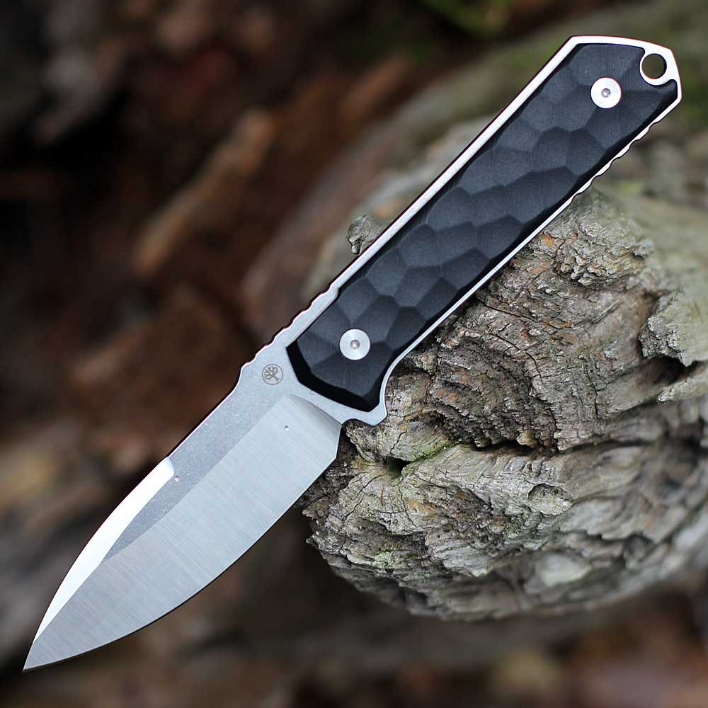 Boker Germany Kiboku 120516 — RWL-34 two-tone drop point blade, black Richlite handle, full-tang fixed blade, Lucas Burnley, Solingen