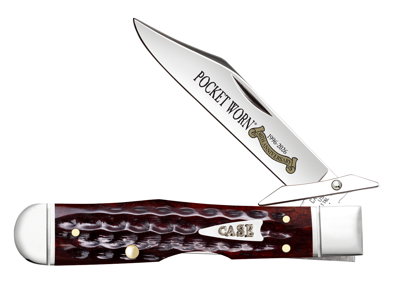 Case Cheetah Cub 55236 — 2.58" Tru-Sharp stainless mirror polish clip point, pocket worn mahogany corn cob jig bone handle, nickel silver shield