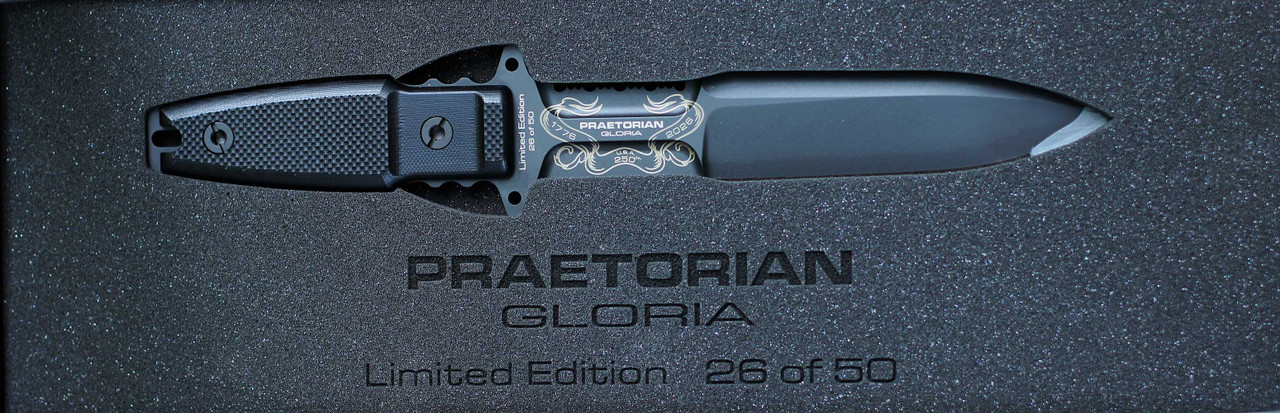 Extrema Ratio Praetorian Gloria U.S.A. 250th — 7" Böhler N690 black burnished fixed blade with black G10 handle