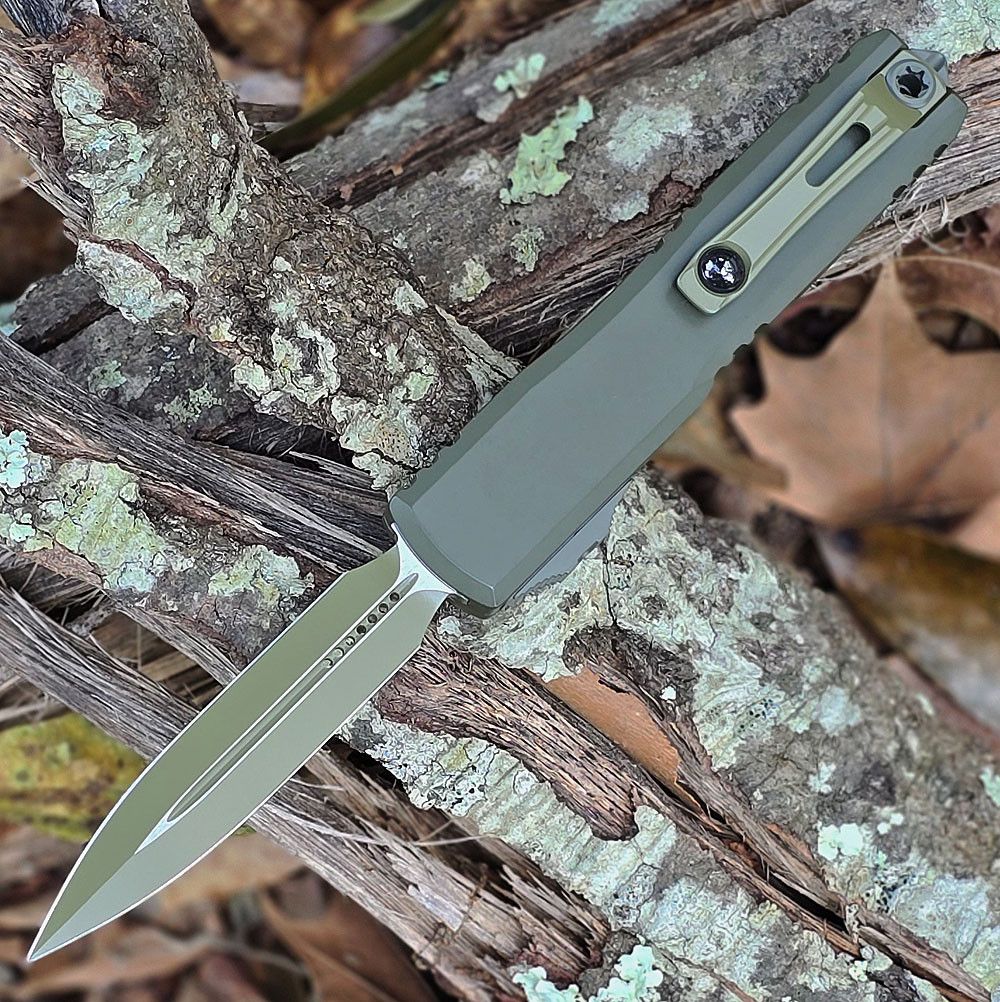 Microtech Ultratech Gen IV OTF - 3.35" M390 Double-Edge Dagger Blade, OD Green Handle - 11224-1 MPOD-T10S21