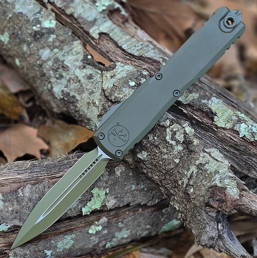 Microtech Ultratech Gen IV OTF - 3.35" M390 Double-Edge Dagger Blade, OD Green Handle - 11224-1 MPOD-T10S21