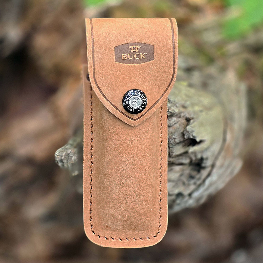 Buck 110 250th Anniversary - 3.75" 420HC Clip Point Blade, Crelicam Ebony Handle - 0110BRSUSA1-Leather Sheath