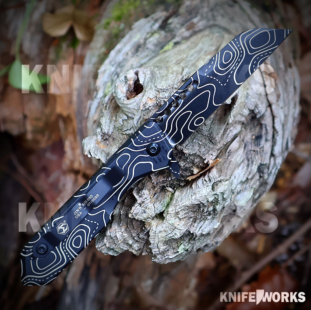 Heretic Jinn Manual H213-TOPO CPM MagnaCut Wharncliffe — DLC topo, 3.00 in, 0.09 in thin, 2.88 in cutting edge, plain edge Heretic USA