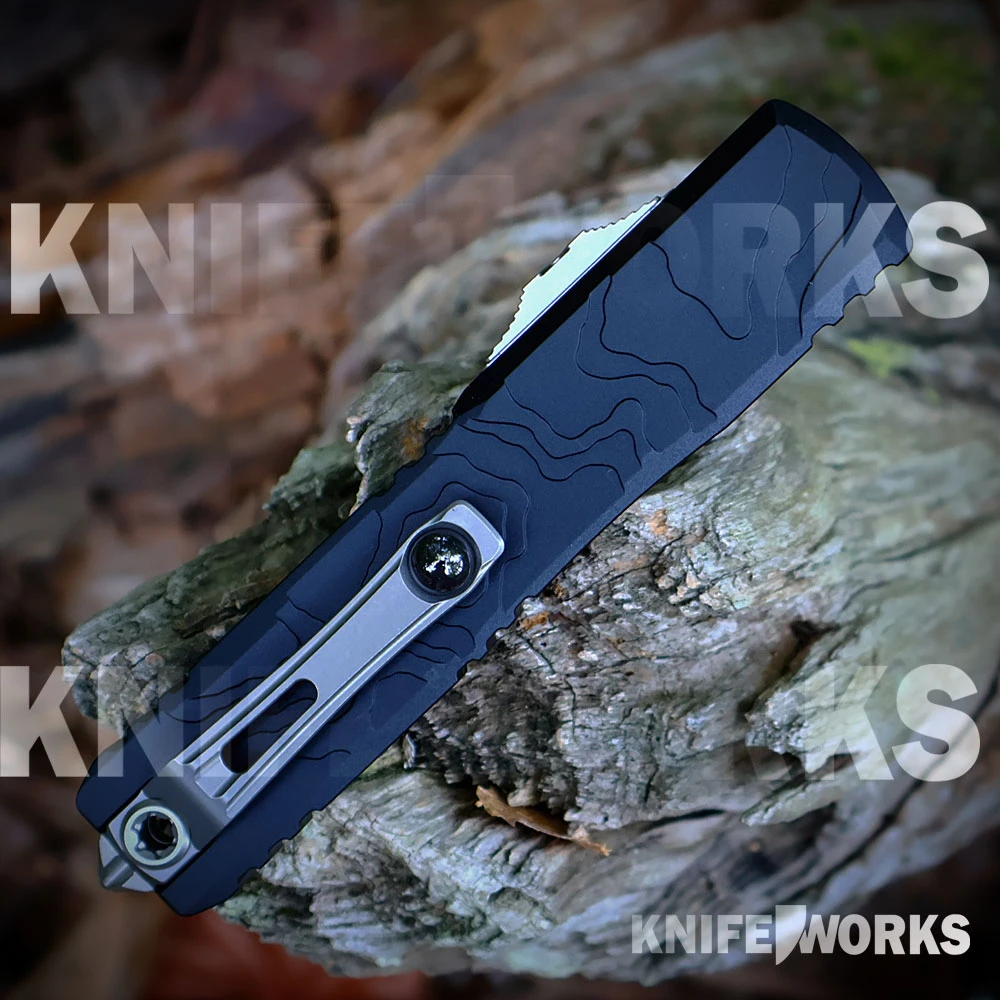 Microtech Ultratech Spartan 12234TP-10 machined titanium clip ceramic ball — tip-down ambidextrous, stainless Torx, 4.99 in closed