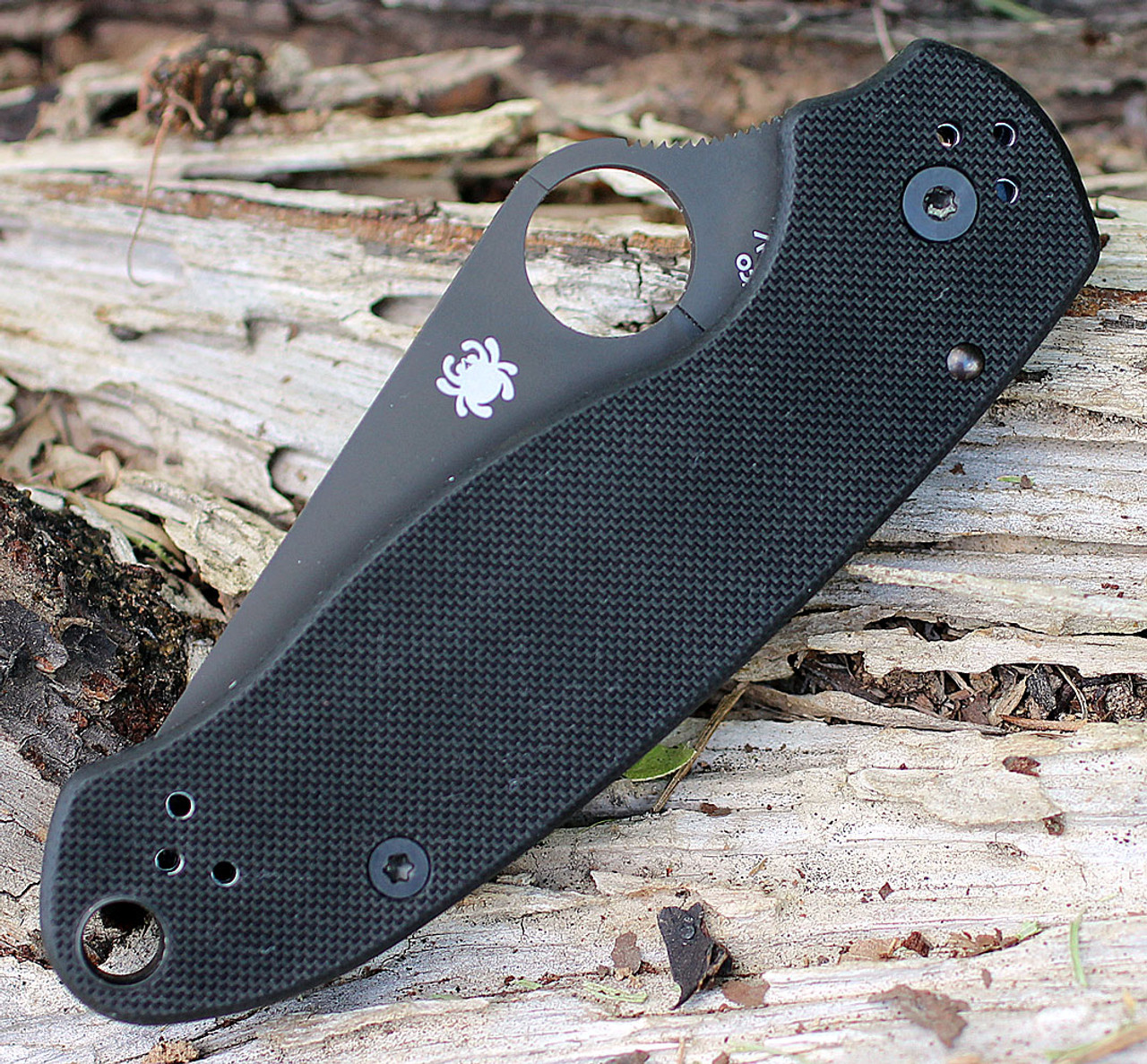 Spyderco Para Military 3 (C223GPBK) 2.95" CPM S45VN Black Plain Leaf Shaped Blade, Black G10 Handle