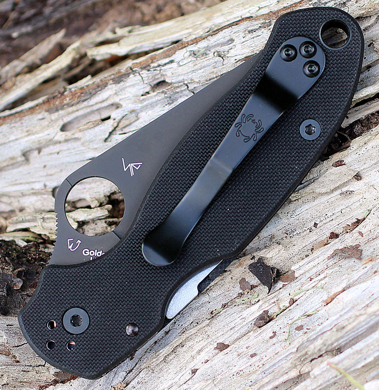 Spyderco Para 3 (C223GPBK) 2.95" CPM S45VN Black Plain Leaf Shaped Blade, Black G10 Handle