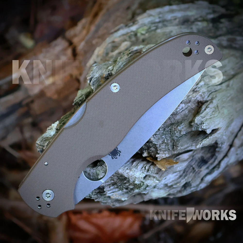 Spyderco Native Chief C244GPBN15V Brown Peel-Ply G-10 Handle Detail View