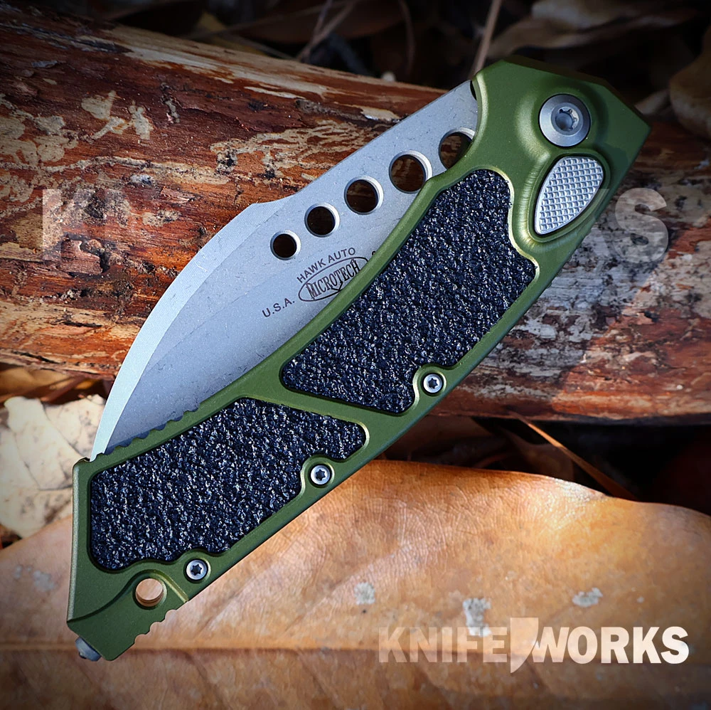 Microtech Hawk Auto 166-10APOD OD Green 3M Grip Tape Inlay Handle