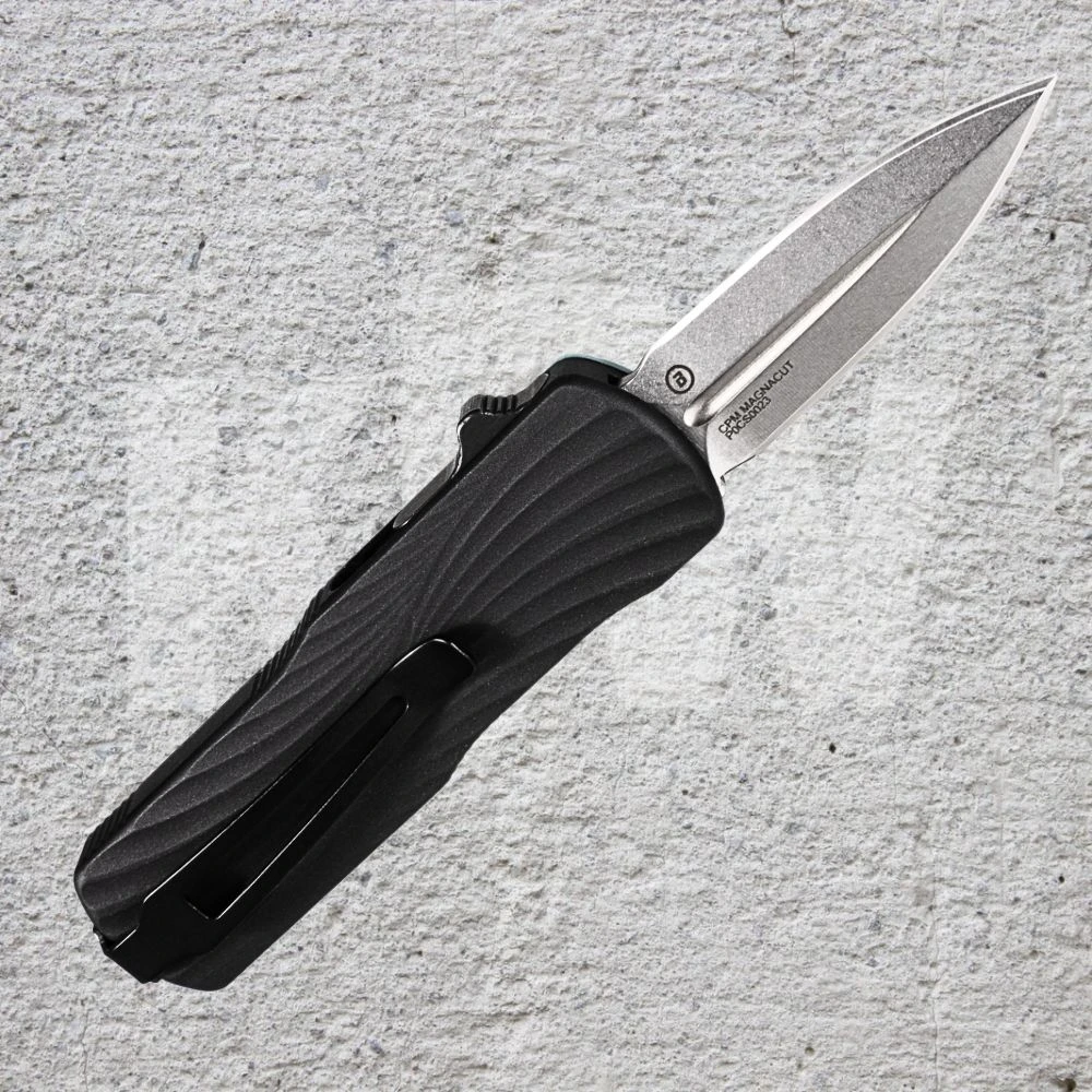 Hogue Micro Counterstrike 34703 CPM-MagnaCut Stone Tumbled Blade Deployed Detail View