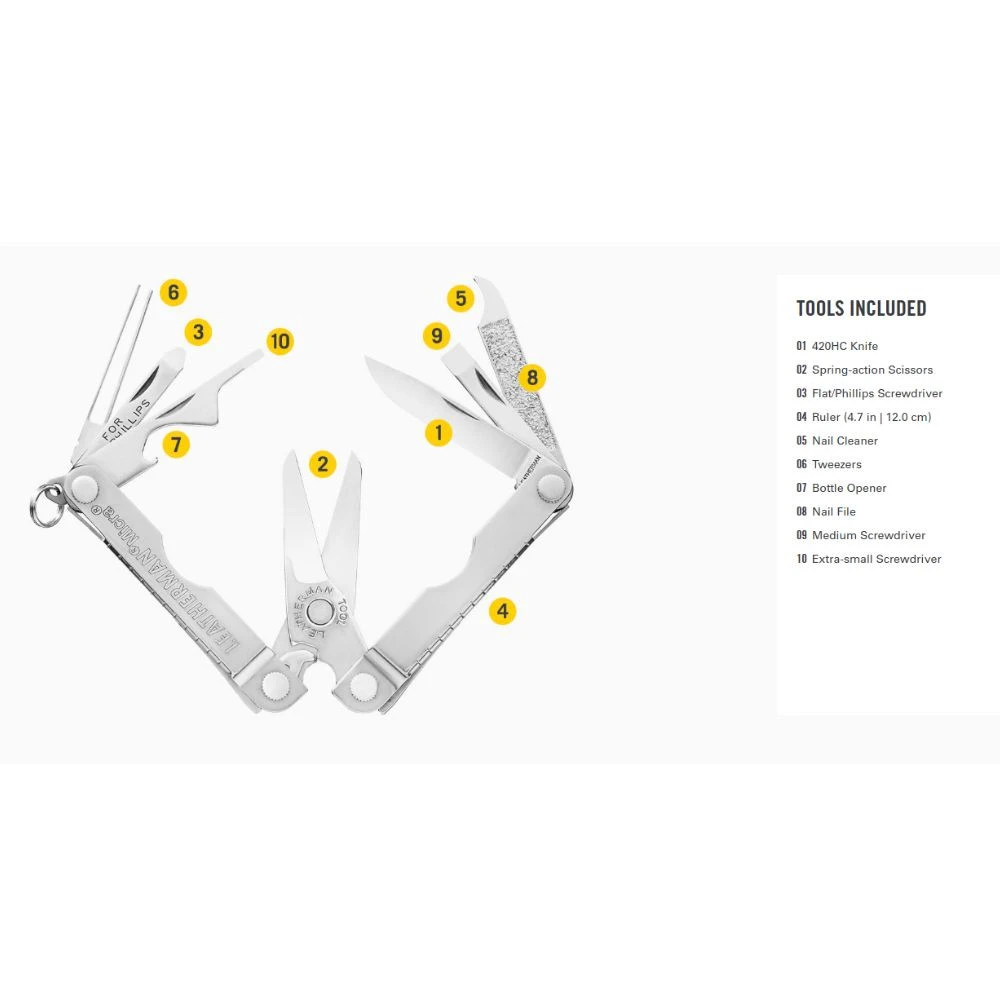 Leatherman Micra Cardamom 833676 Open Tools View