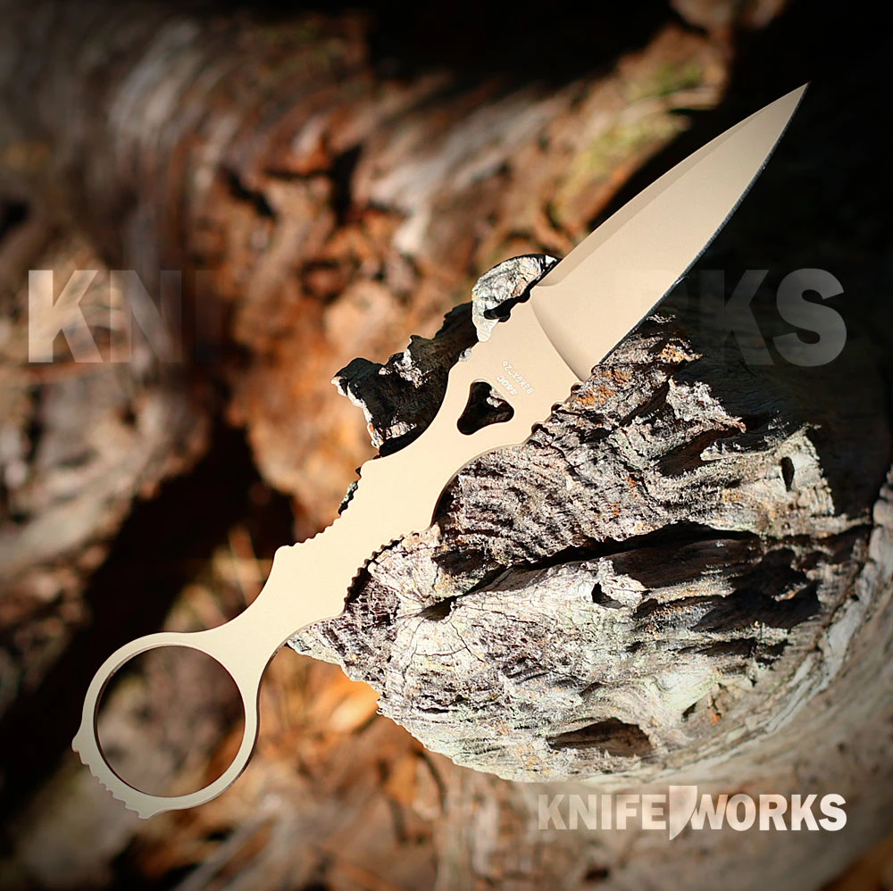 Benchmade SOCP Dagger 174SN Sand Cerakote Full Flat Grind Blade Close Up View