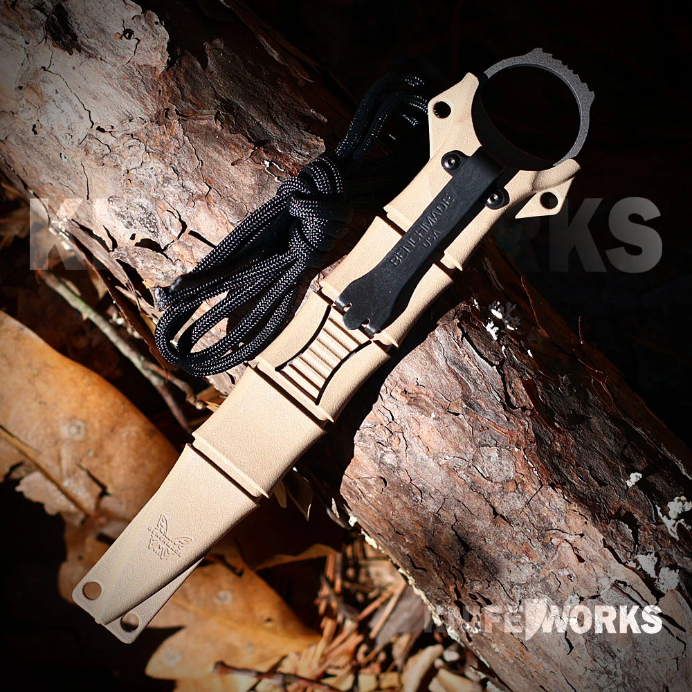 Benchmade SOCP Tactical Folder 174GY with 4.47" D2 gray PVD single-edge dagger blade and gray aluminum handle with finger ring, open view