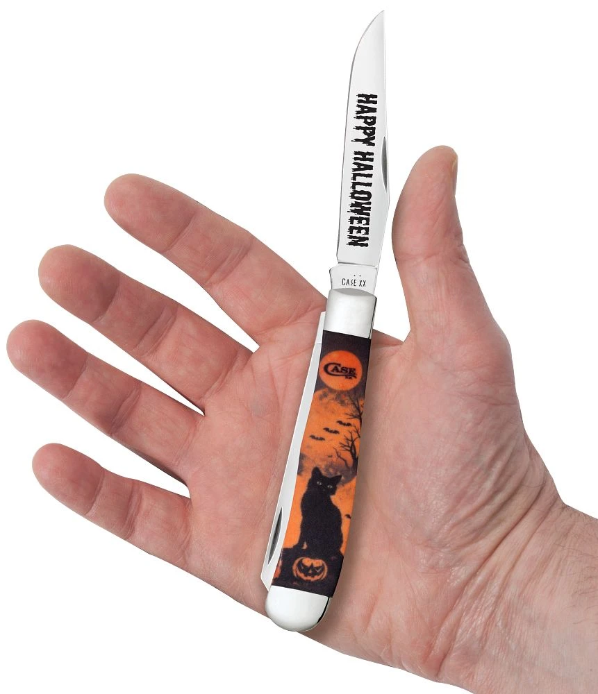 Case Halloween Cat Trapper 13365 Clip And Spey Blades Open View