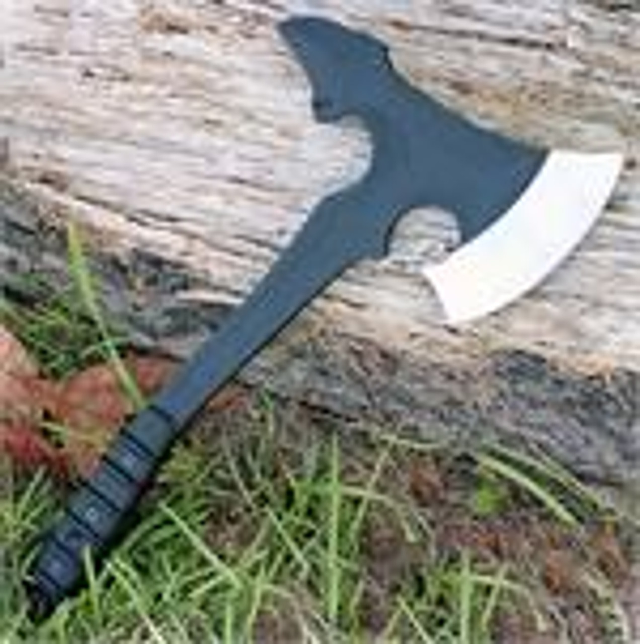 TOPS Knives VI AX, Polished Blade, Black Handles O-Rings, Black Leather Sheath