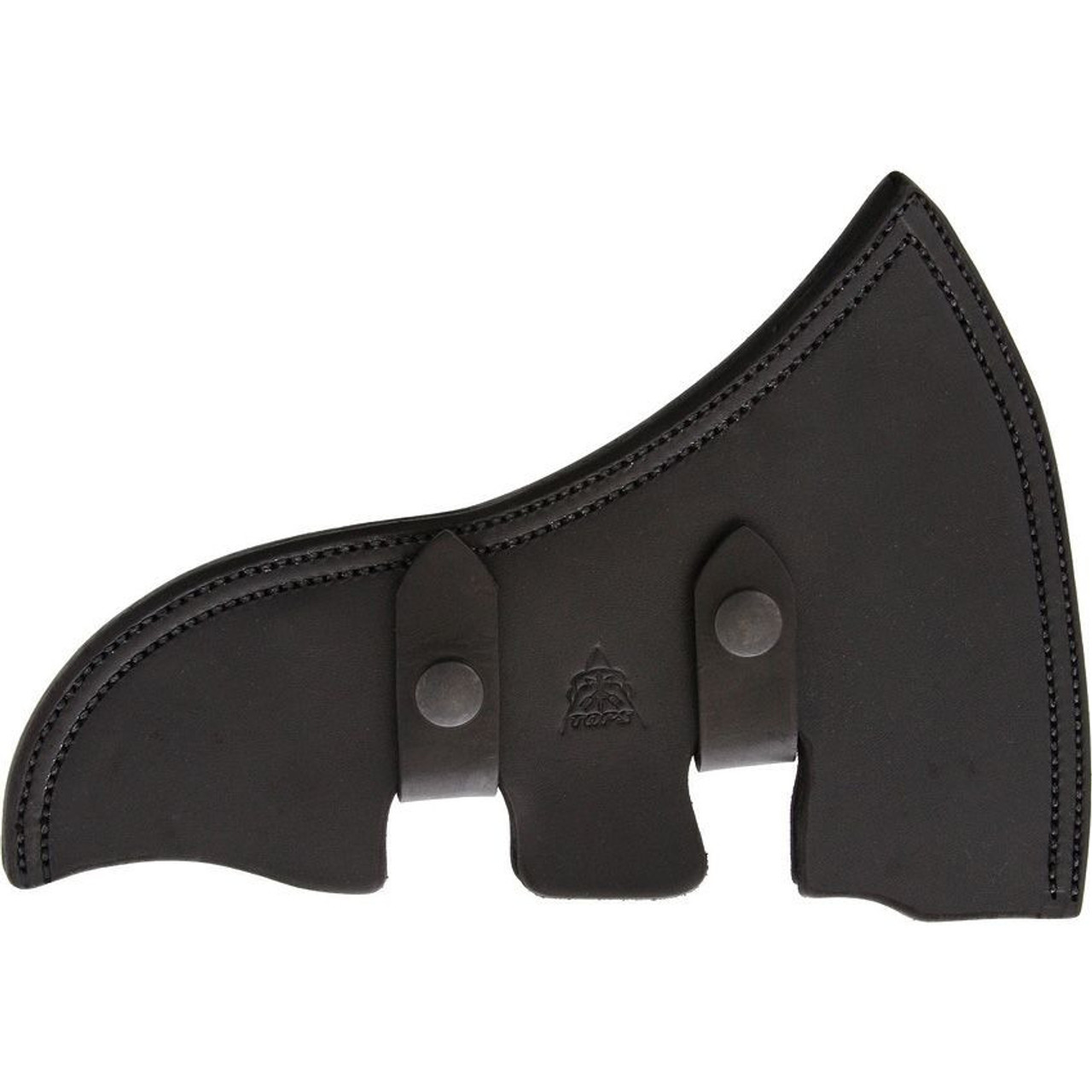 TOPS Knives VI AX, Polished Blade, Black Handles O-Rings, Black Leather Sheath