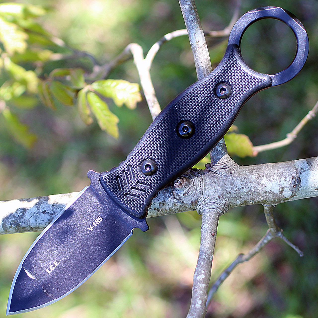 TOPS I.C.E (TPICED01) 3" 1095 Black Dagger Plain Blade, Black G-10 Handle, Black Kydex Sheath