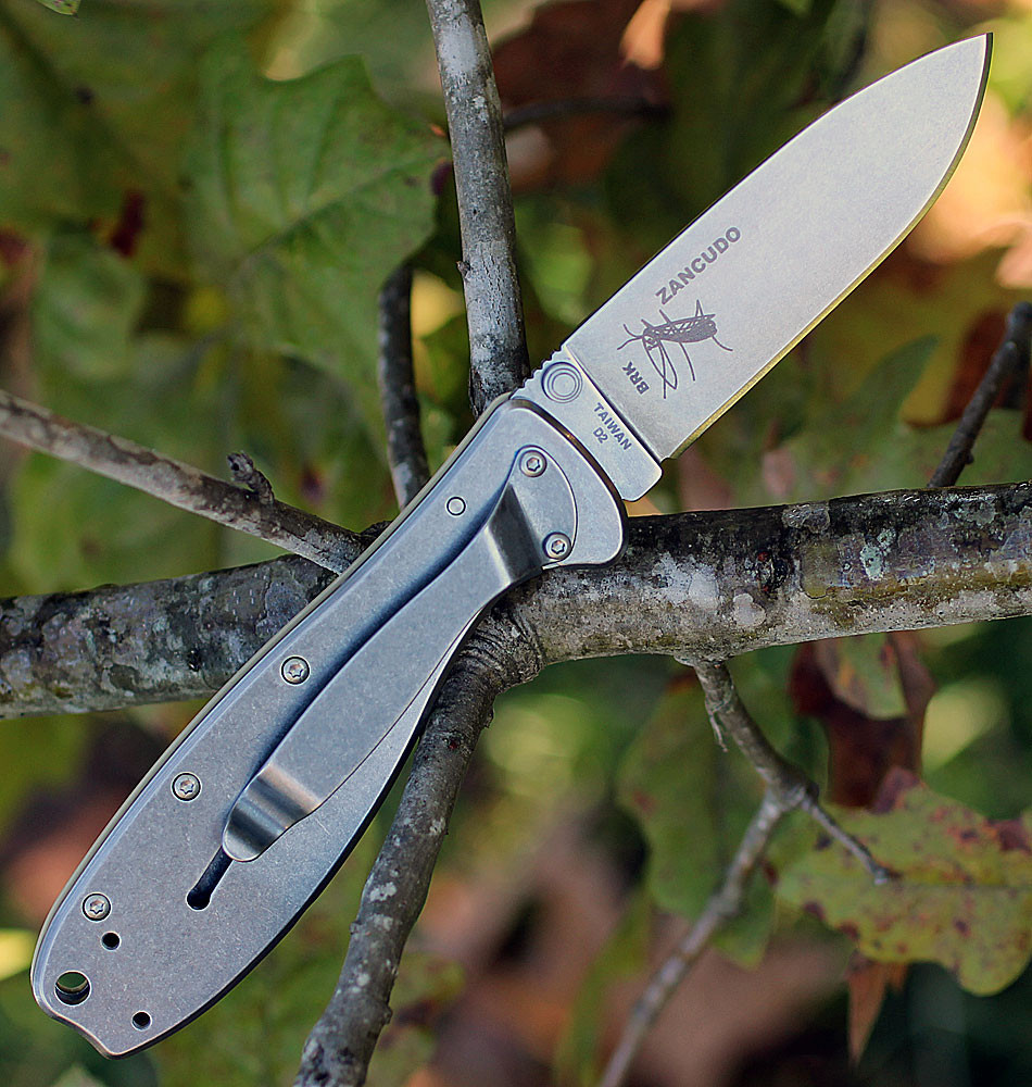 ESEE Zancudo BRKR2DT D2 Stonewash Drop Point Blade Open Detail View