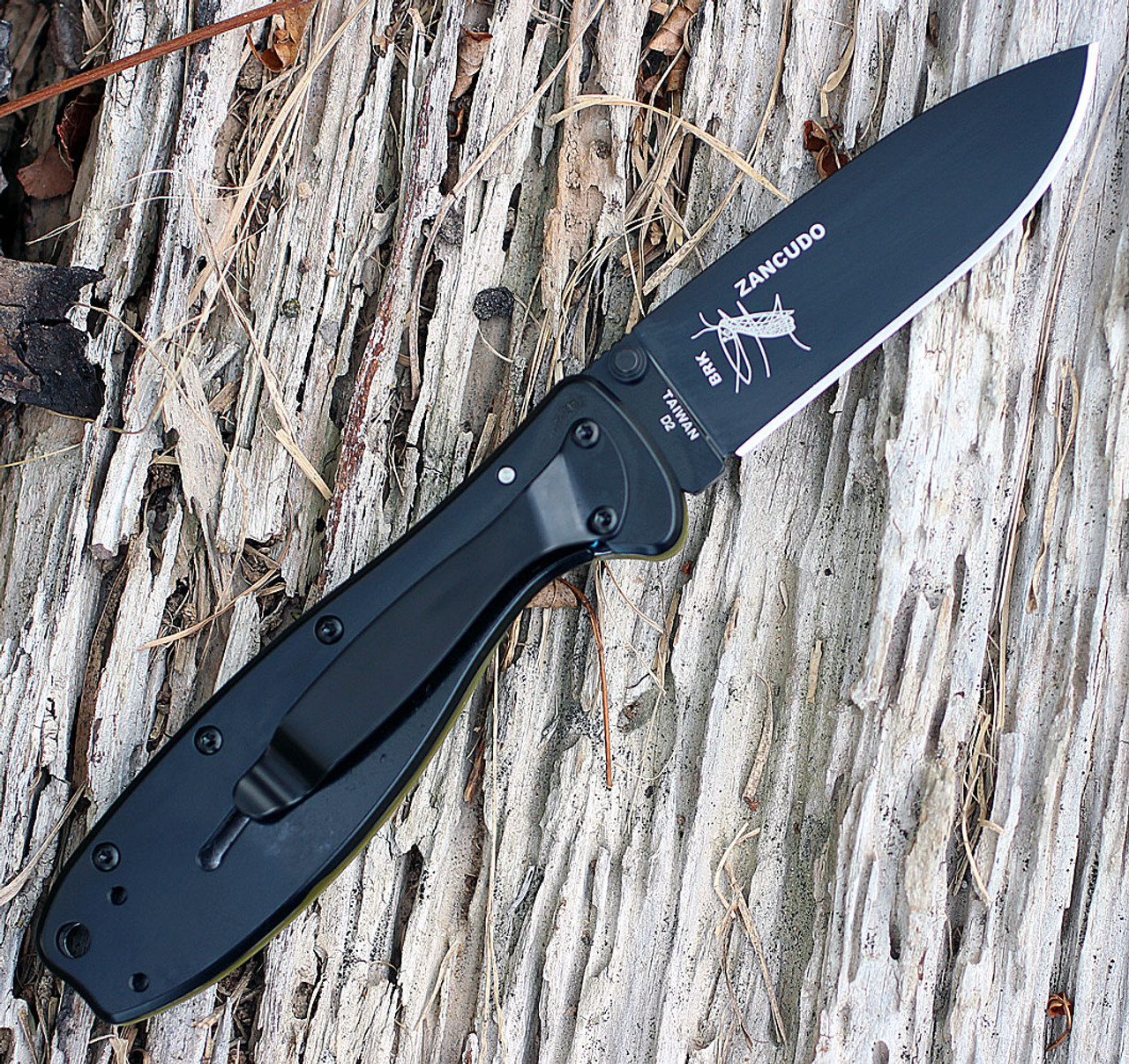 ESEE Zancudo Folding Knife (BRKR2ODB)- 2.94" Black D2 Drop Point Blade, OD Green Polymer Handle