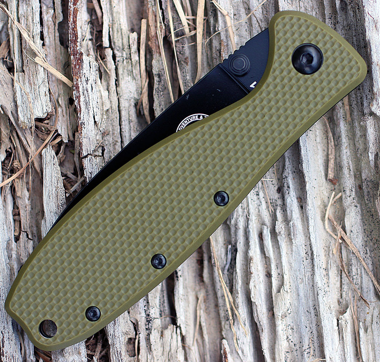ESEE Zancudo Folding Knife (BRKR2ODB)- 2.94" Black D2 Drop Point Blade, OD Green Polymer Handle