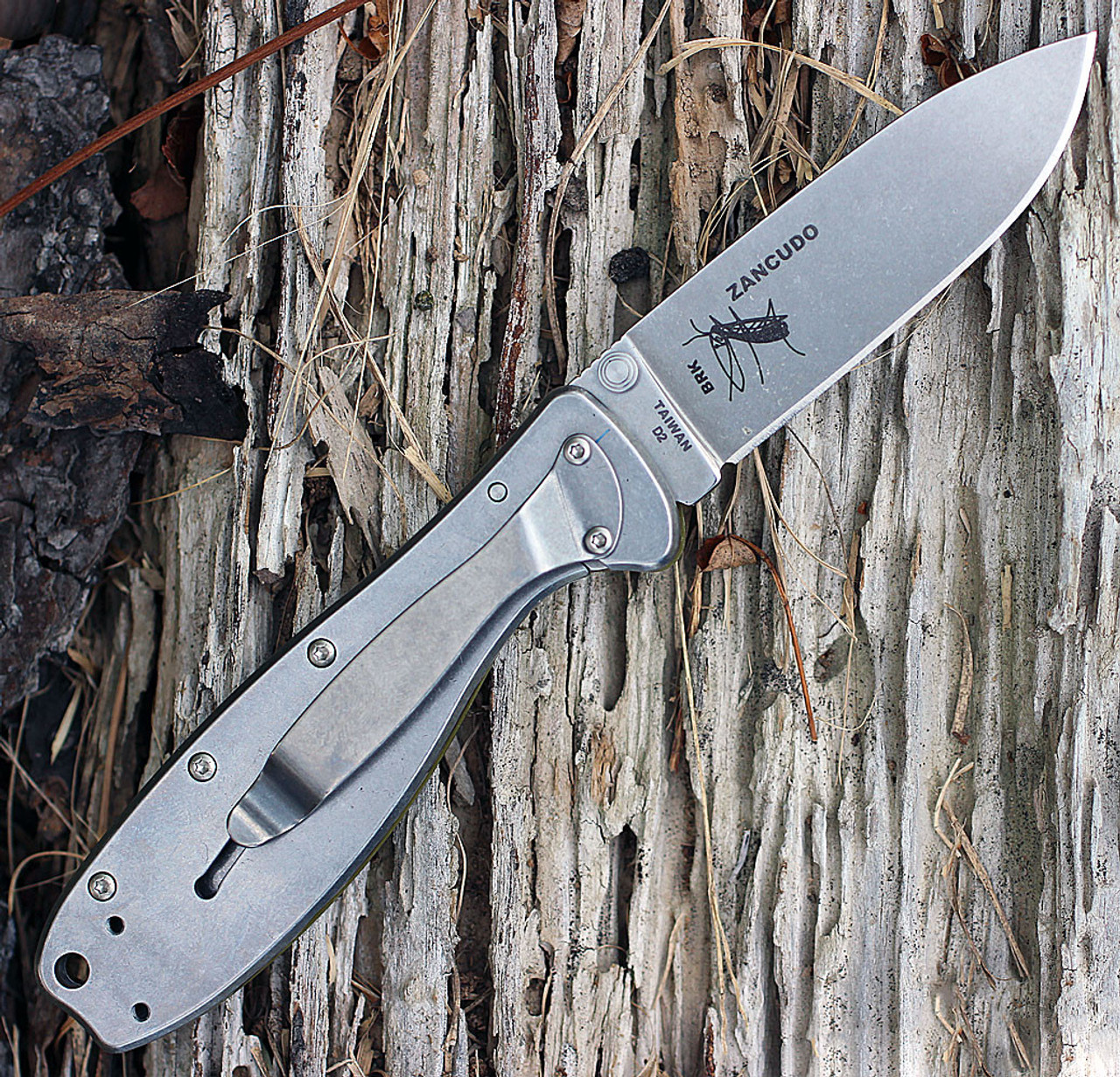 ESEE Zancudo Folding Knife (BRKR2OD)- 2.94" Stonewashed D2 Drop Point Blade, OD Green Polymer Handle