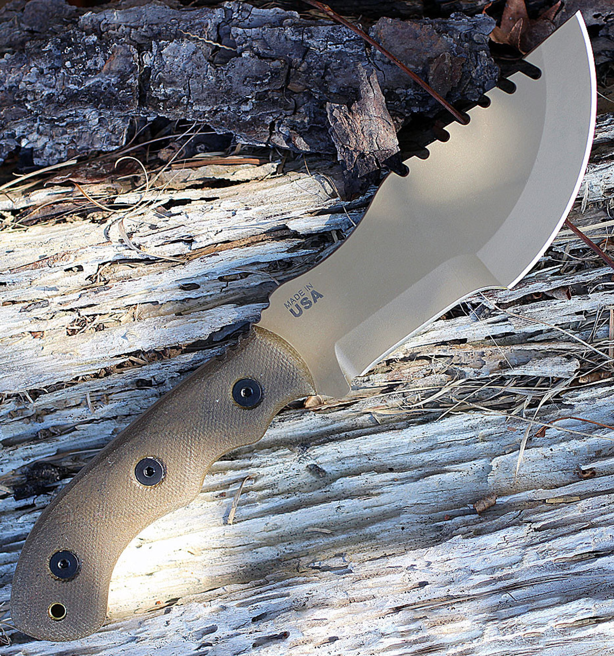 Tops Tom Brown Tracker 2 TBT02TAN, Green Canvas Micarta, Coyote Tan
