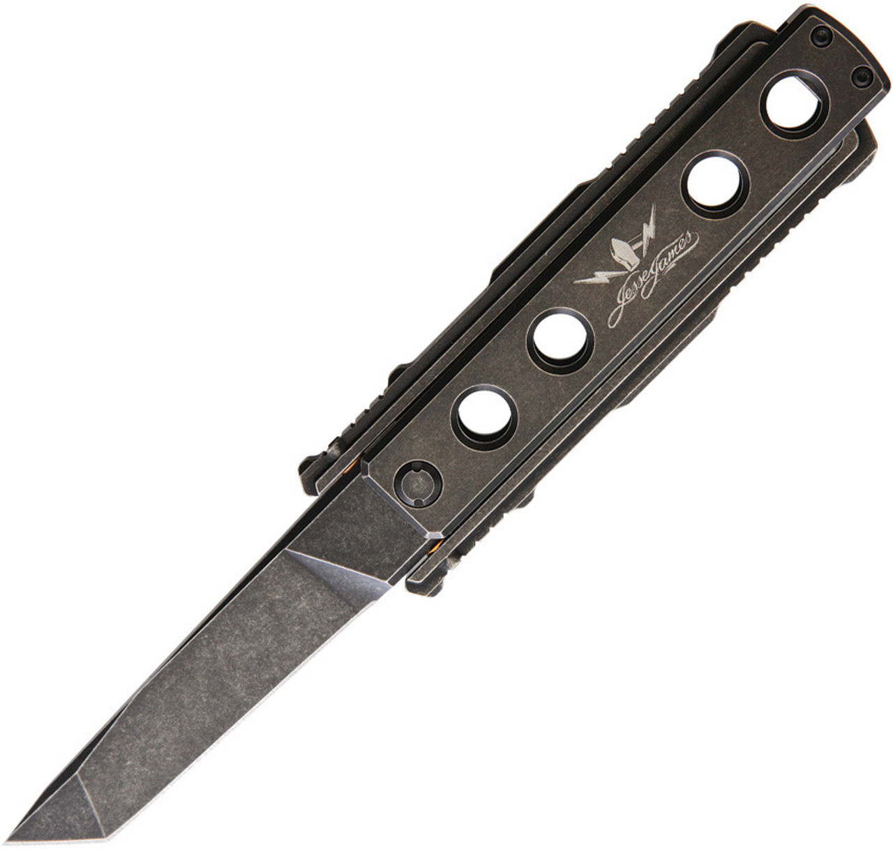 Jesse James Knife Co. Nomad Titanium-JJKC1BS, 4.0 in. Tanto Uddeholm AEB-L Steel Black Stonewash PlainEdge