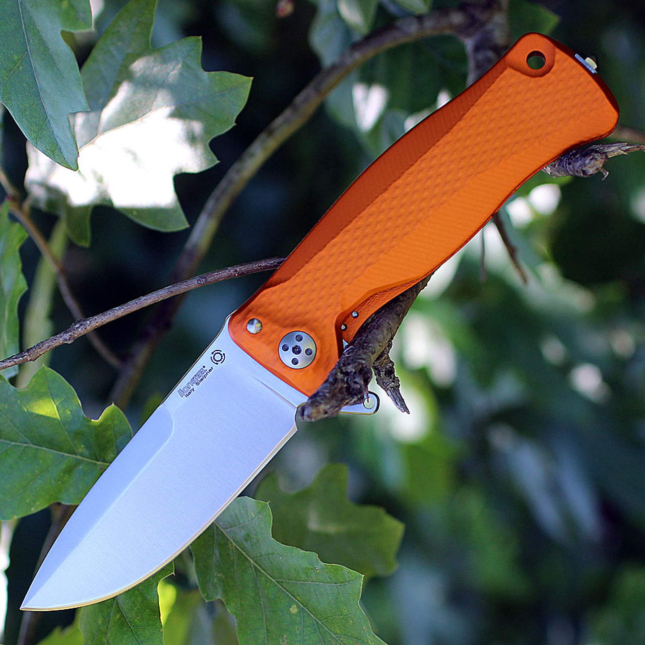 Lion Steel SR-11 Aluminium Orange SR11AOS, 3.70" Sleipner Plain Blade